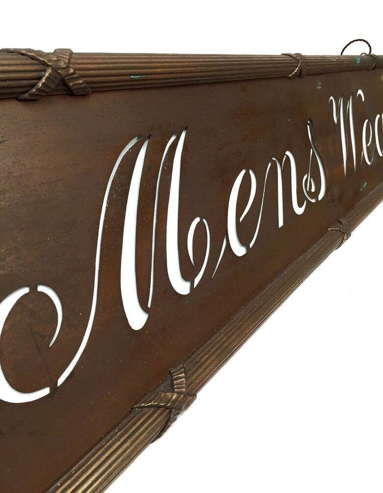 Antique Advertising   Art Deco Copper Lightbox Mens Wear Haberdashery Shop Sign photo buy
