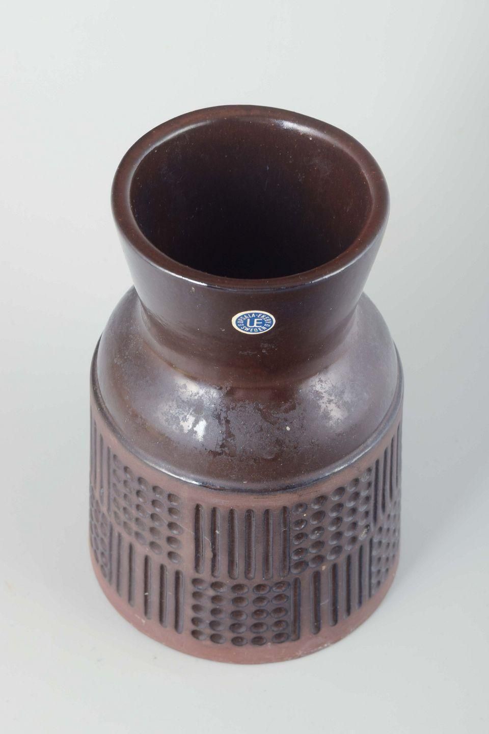 Mari Simmulson, Upsala Ekeby. Stoneware Vase With Geometric Relief Pattern. photo furniture