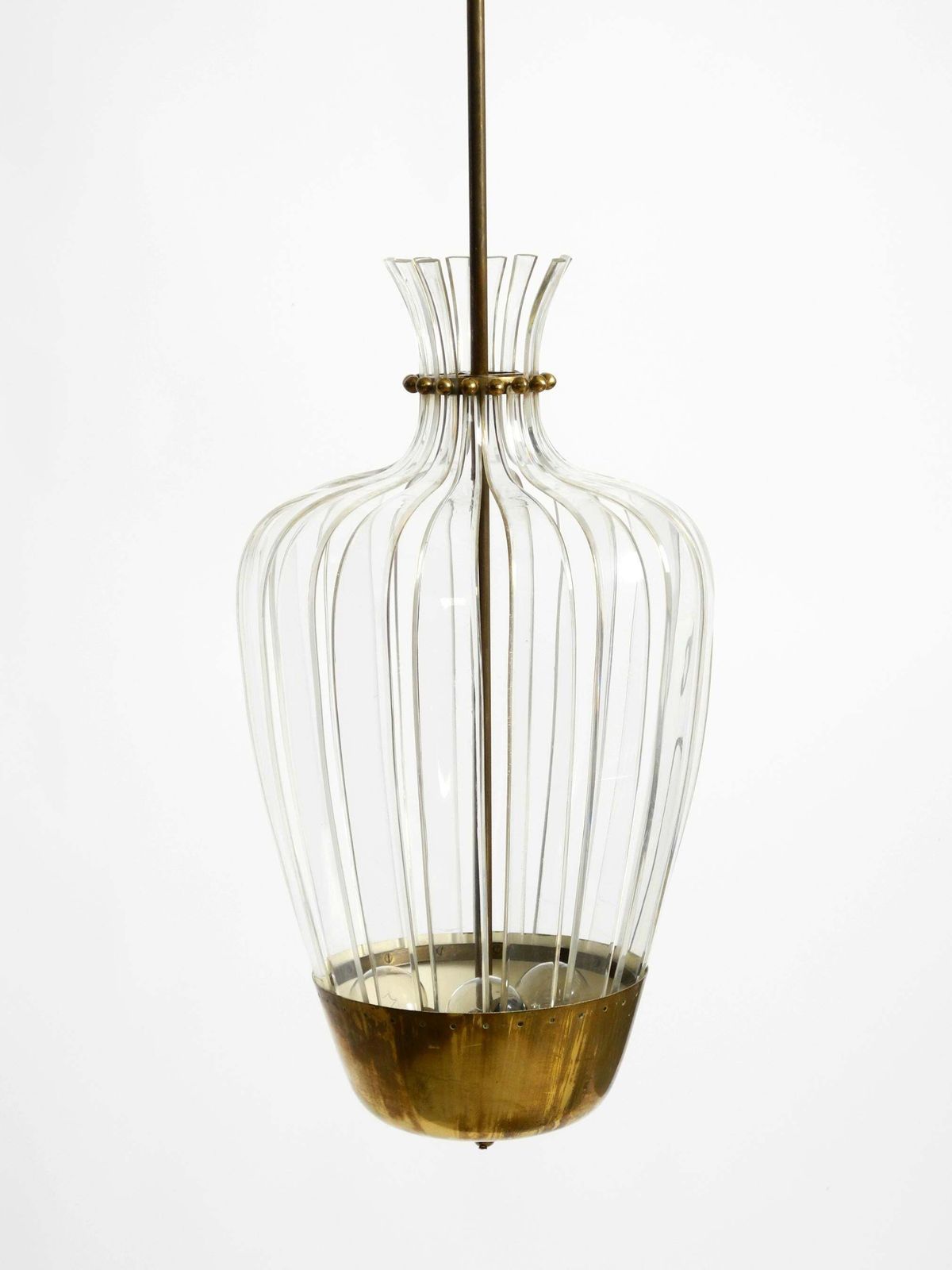 Mid Century Pendant Lamp By Vereinigte Werkstätten, In Brass And Plexiglass photo for sale