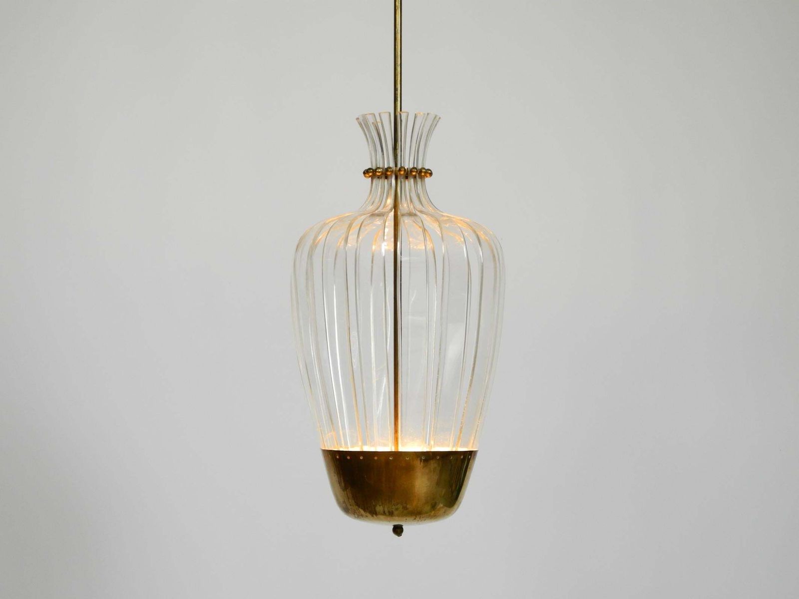 photo for sale Mid Century Pendant Lamp By Vereinigte Werkstätten, In Brass And Plexiglass