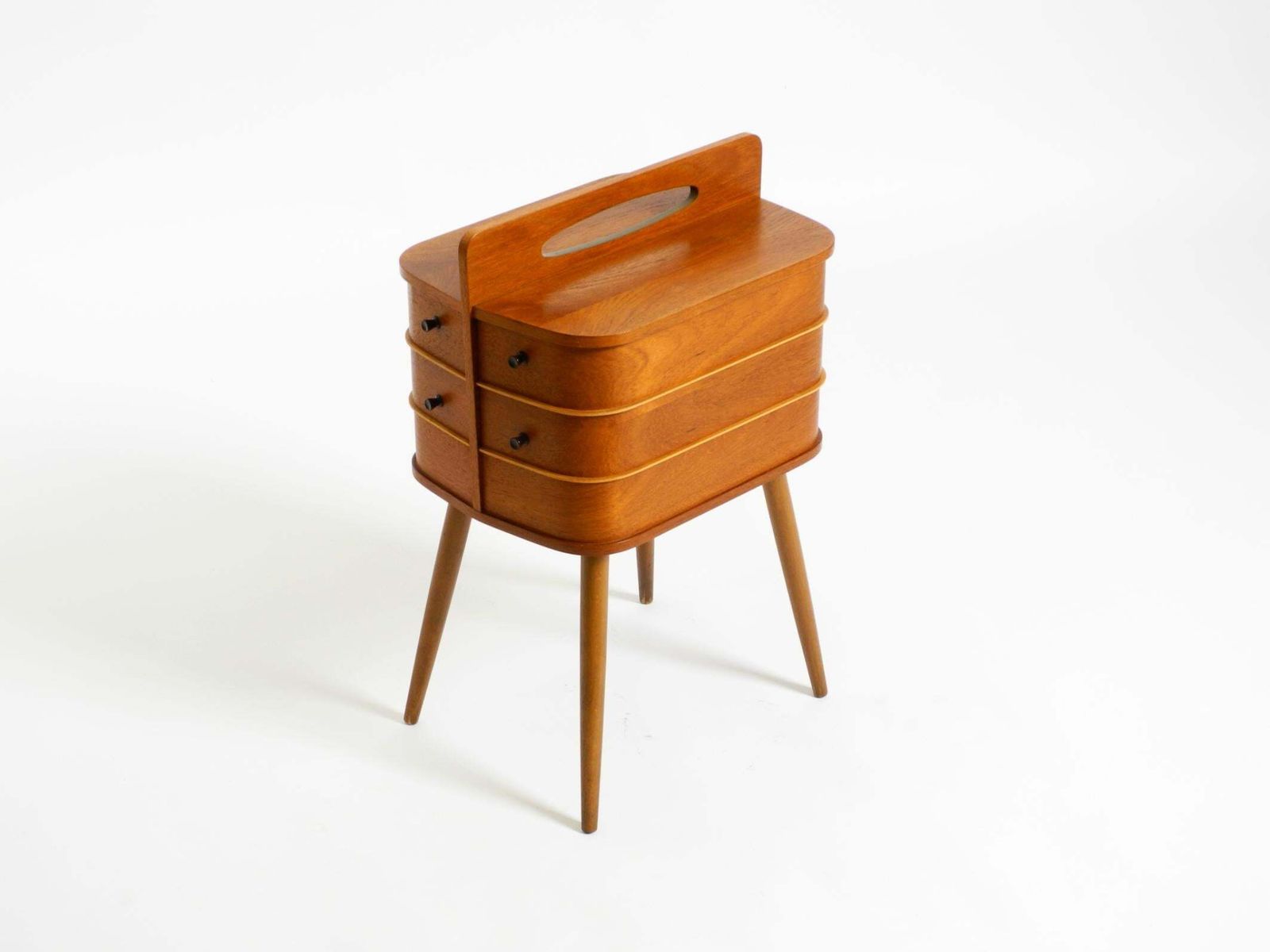 Beautiful Original Mid Century Teak Sewing Box With Hinged Compartments photo Furniture