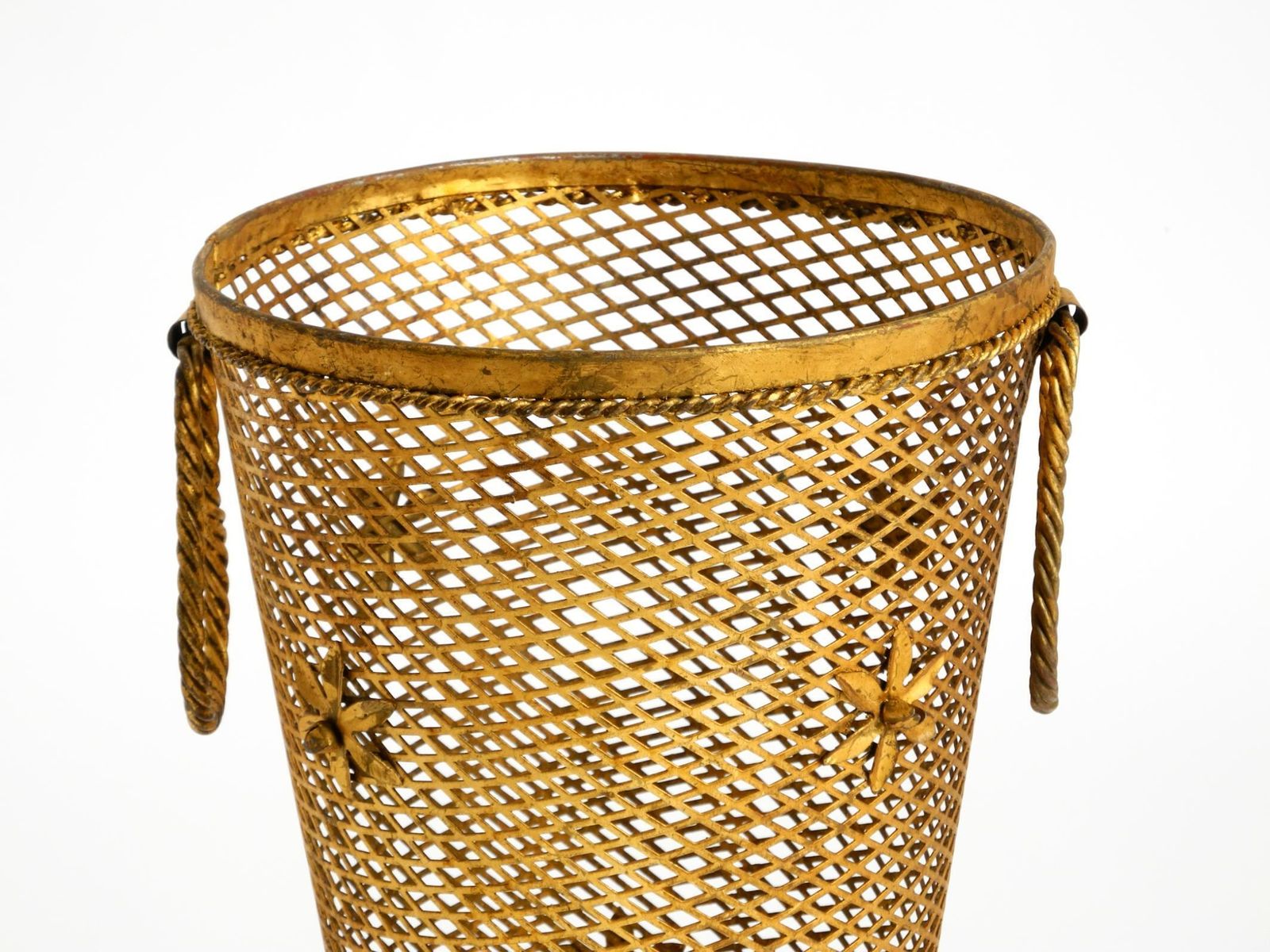 Beautiful Mid Century Regency Umbrella Stand Made Of Gilded Metal, Italy 1960s photo vintage