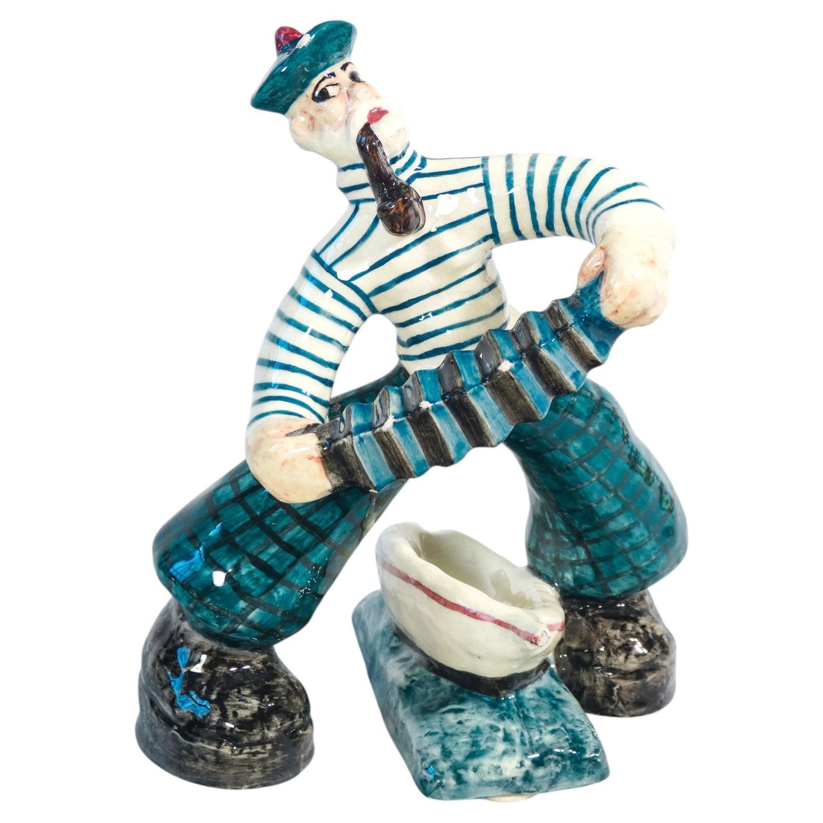 Ceramic Sculpture Of Sailor With Accordion, C.A.S.A. By Zulimo Aretini
