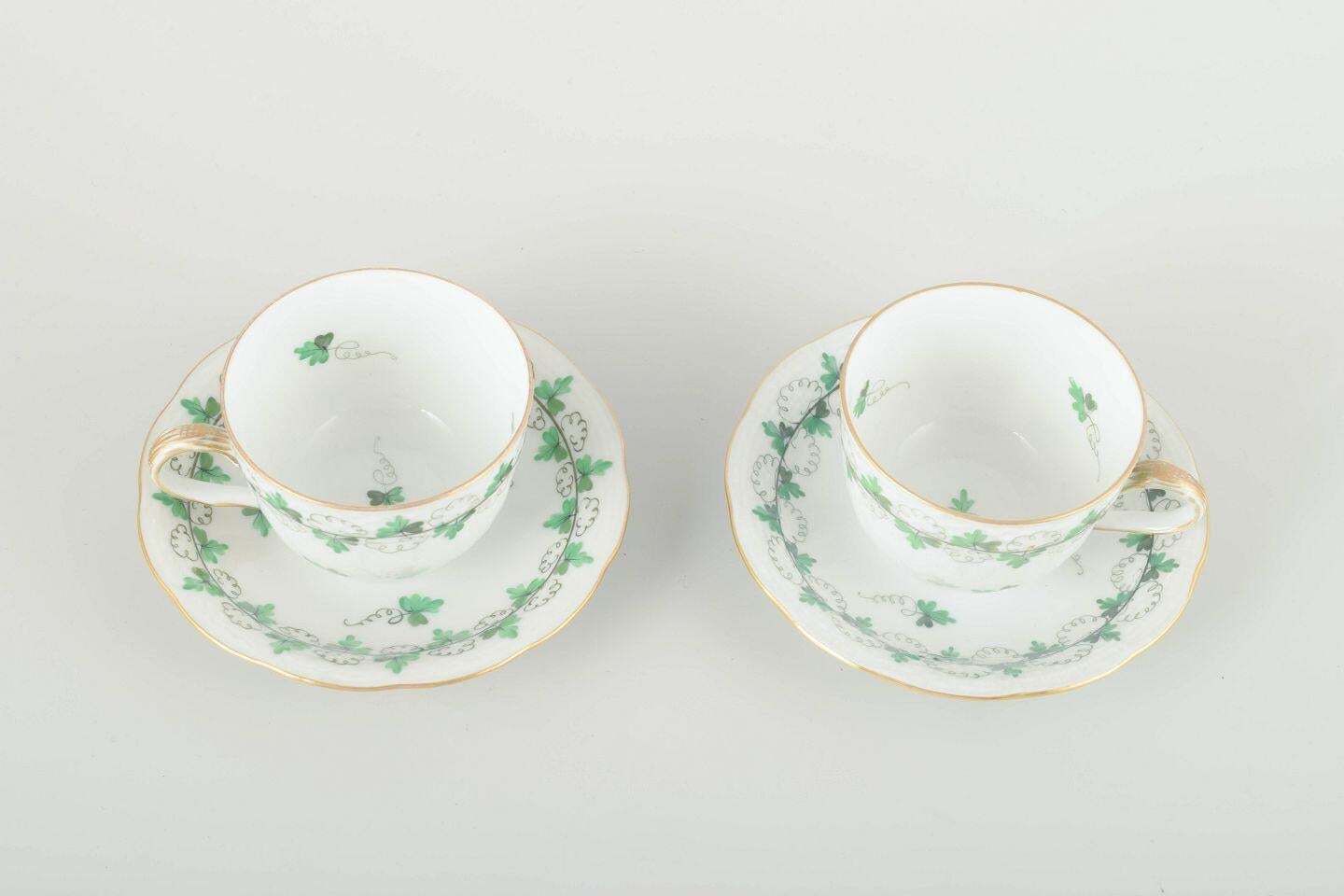 Herend, Hungary. Porcelain Set Of 2 Demitasse Cups With Saucers, Mid 20th C. photo furniture