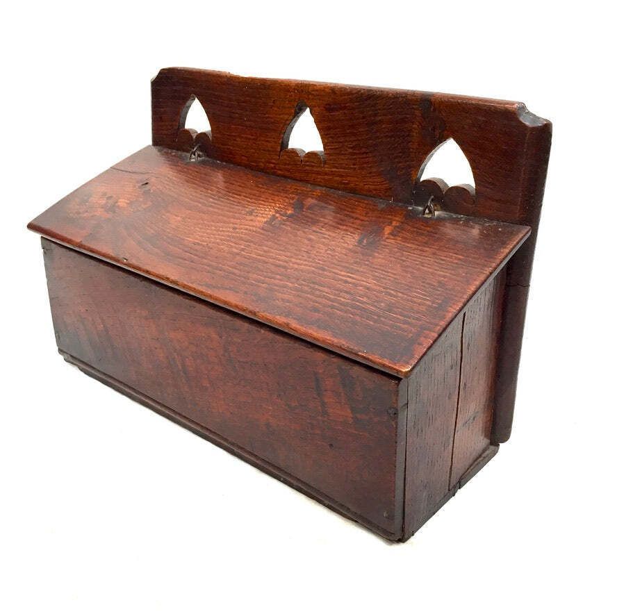 Antique Arts & Crafts Wooden Pine Candle / Knife Box / C.1900 / Wall Hanging photo vinterior
