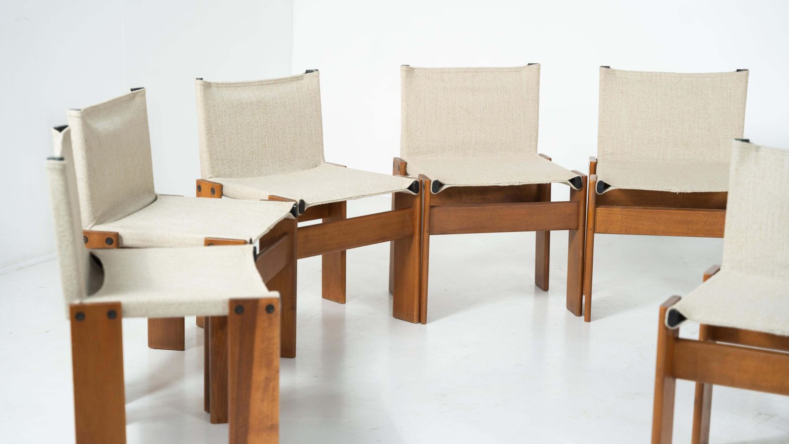 Furniture Set Of 12 Monk Dining Chairs By Afra & Tobia Scarpa For Molteni, 1970s photo