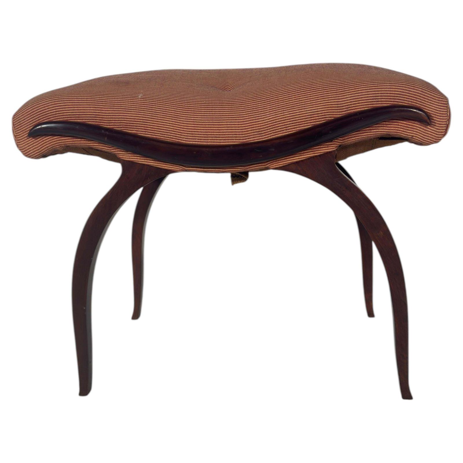 Vintage 20th Century Antique Walnut Stool With Cotton Upholstery photo Furniture