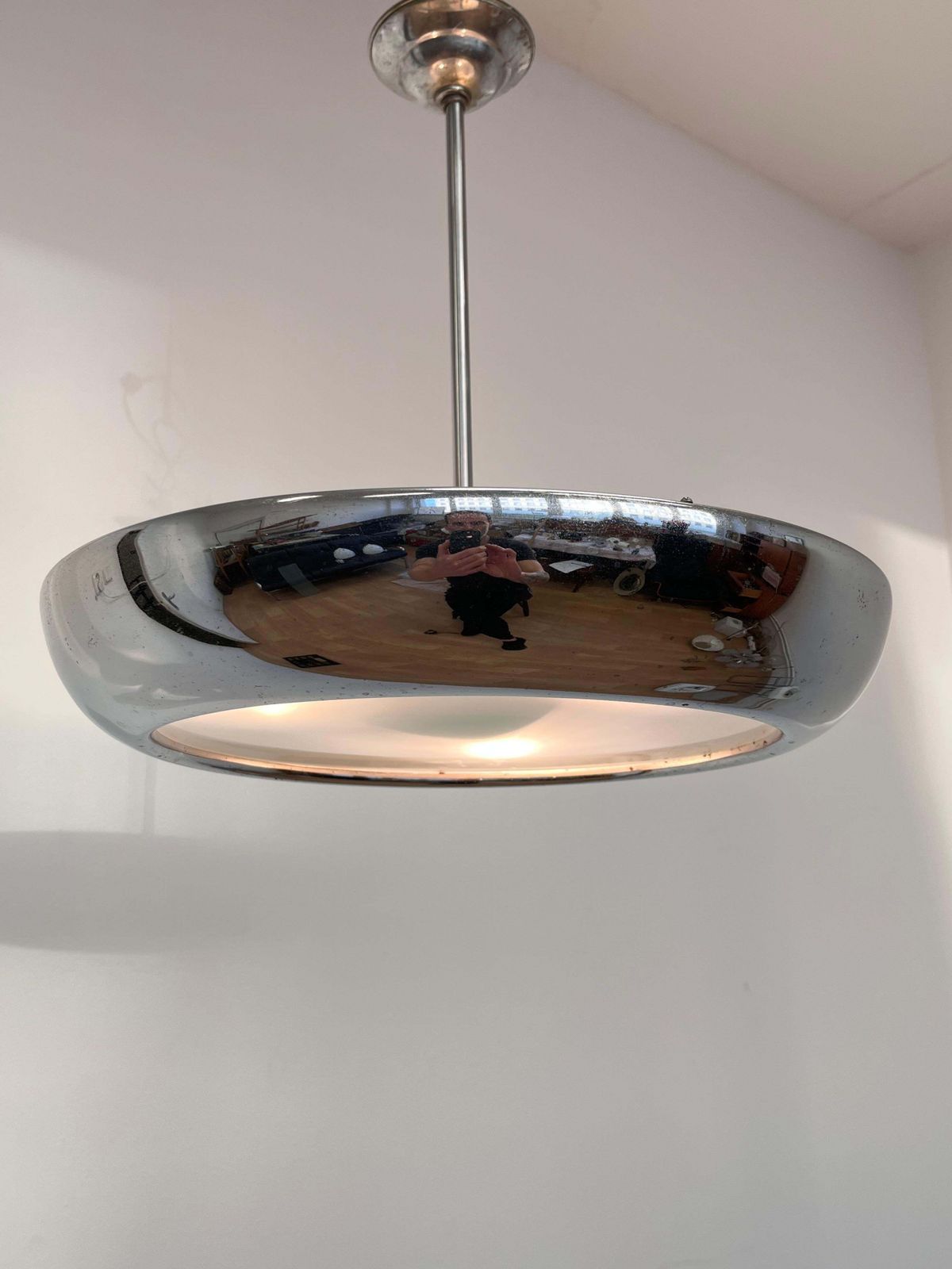 Bauhaus Chrome Ufo Hanglamp Van Josef Hurka Voor Napako, jaren 1940 photo furniture