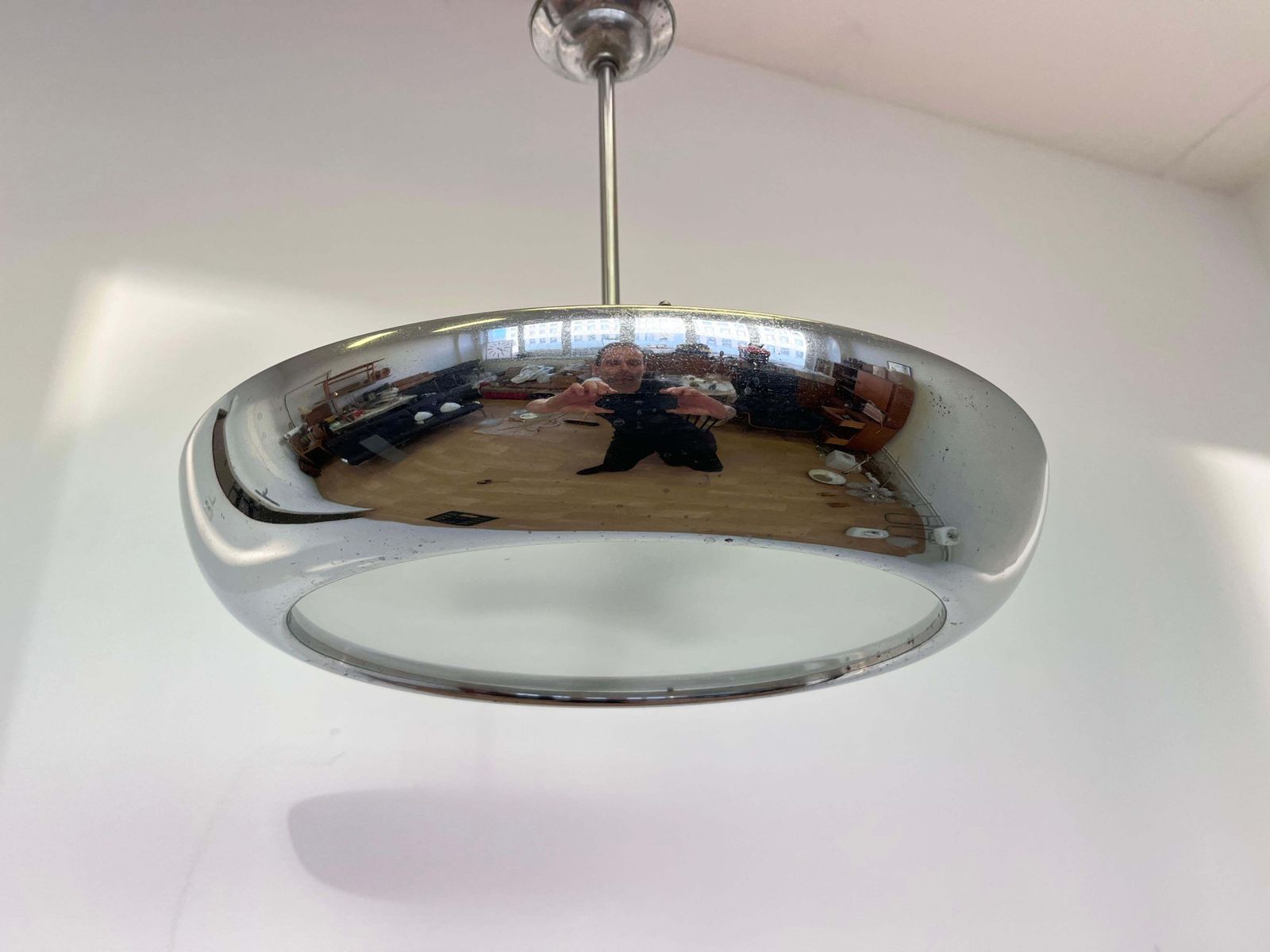 Bauhaus Chrome Ufo Hanglamp Van Josef Hurka Voor Napako, jaren 1940 photo vinterior