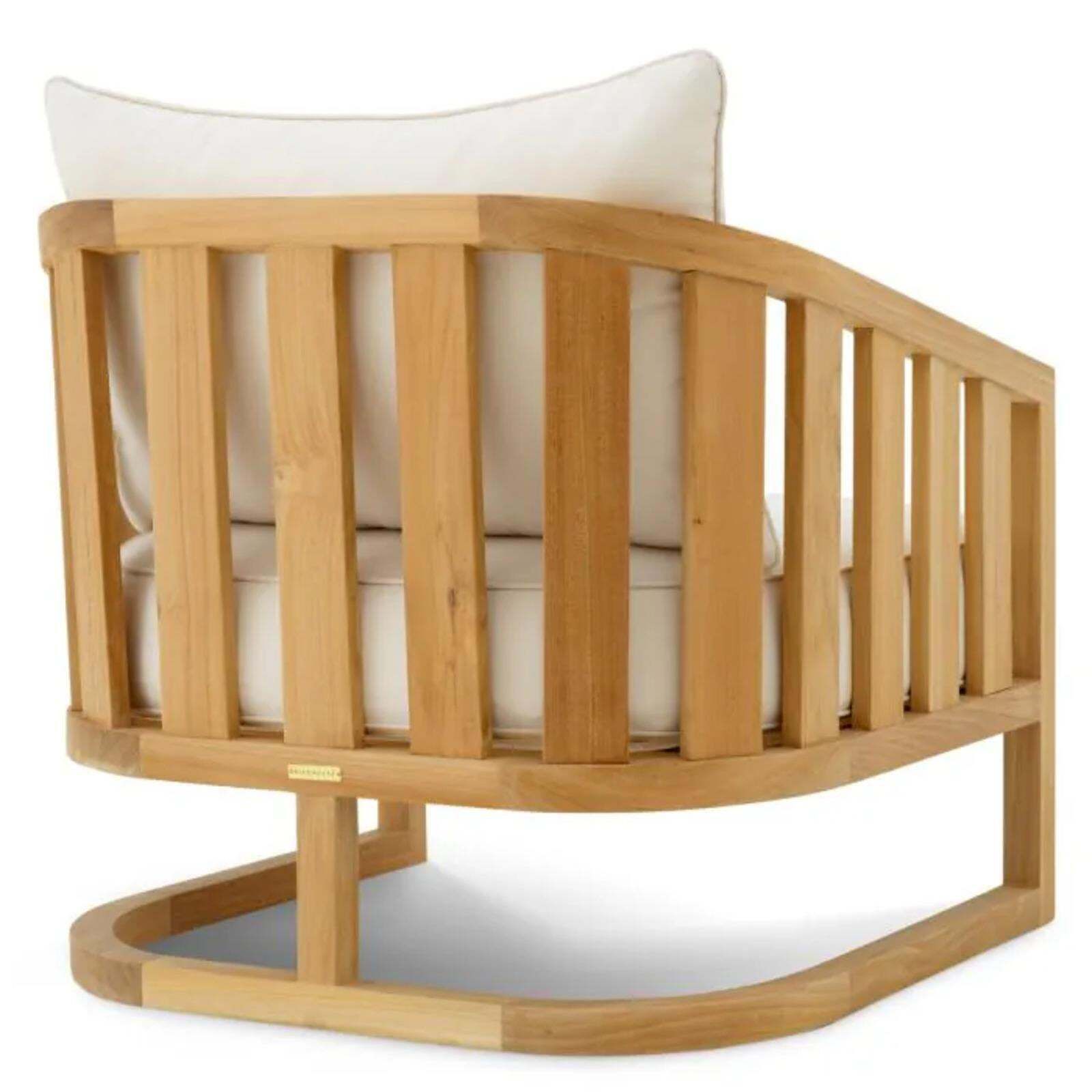 Pair Of Contemporary Natural Teak Outdoor Armchair With Canvas Cushions photo 4257.0