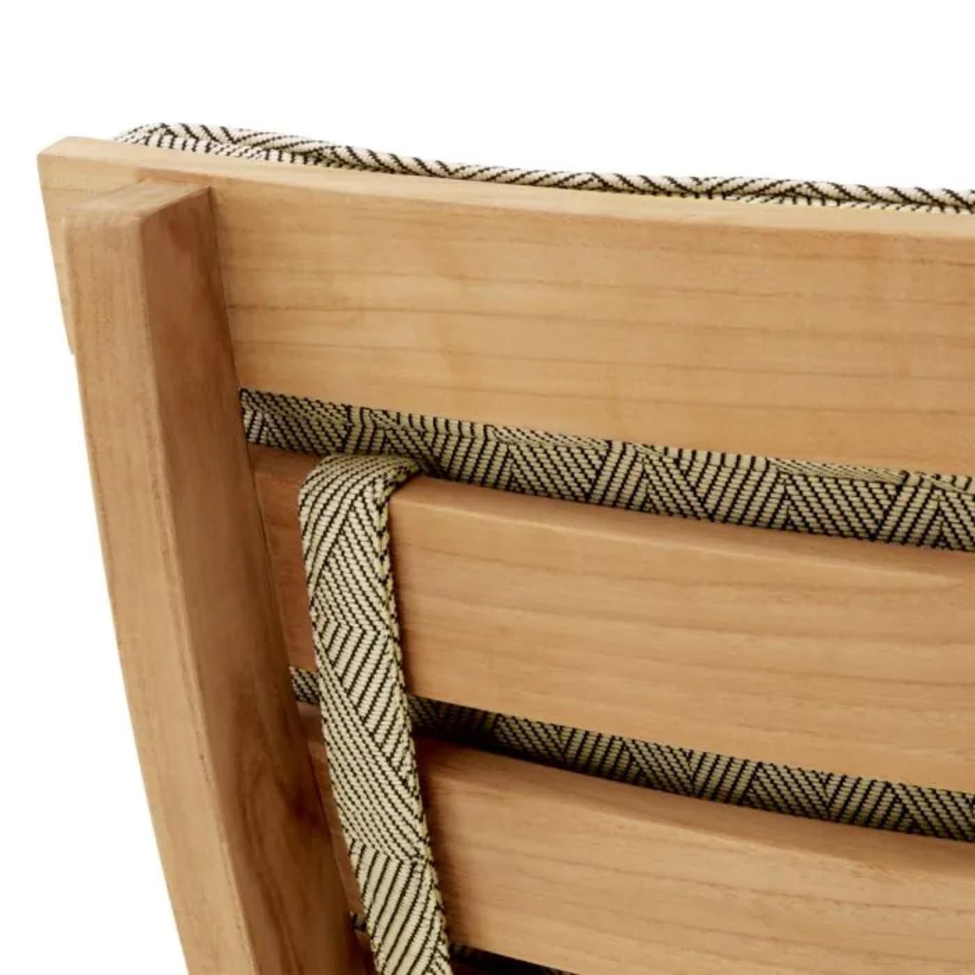 photo buy Pair Of Contemporary Natural Teak Outdoor Armchair With Graphic Upholstery
