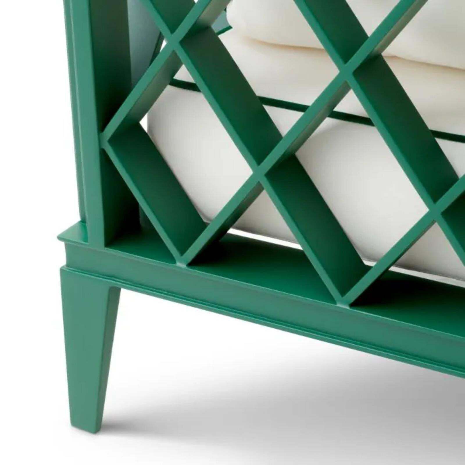 Pair Of Contemporary Outdoor Armchair Green Aluminum With Acrylic Cushions photo buy