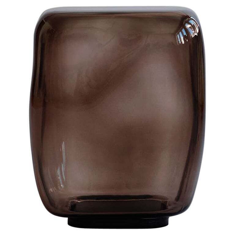 Mini Coffee Table In Smoked Forest Glass Contemporary Sculptural Design
