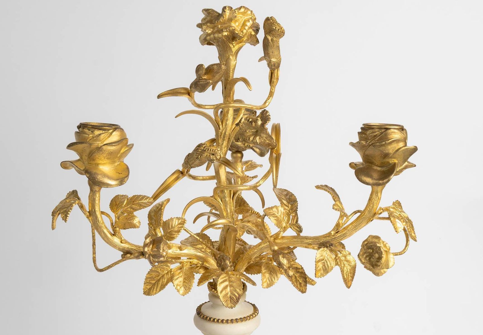19th Century Gilded Bronze And Crystal Mantelpiece Set, Napoleon III Period. photo vinterior