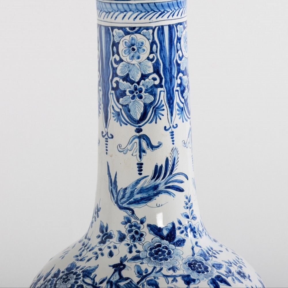 Huge Late 19th Century Delft Desvres Garlic Vase Lamp photo Lighting