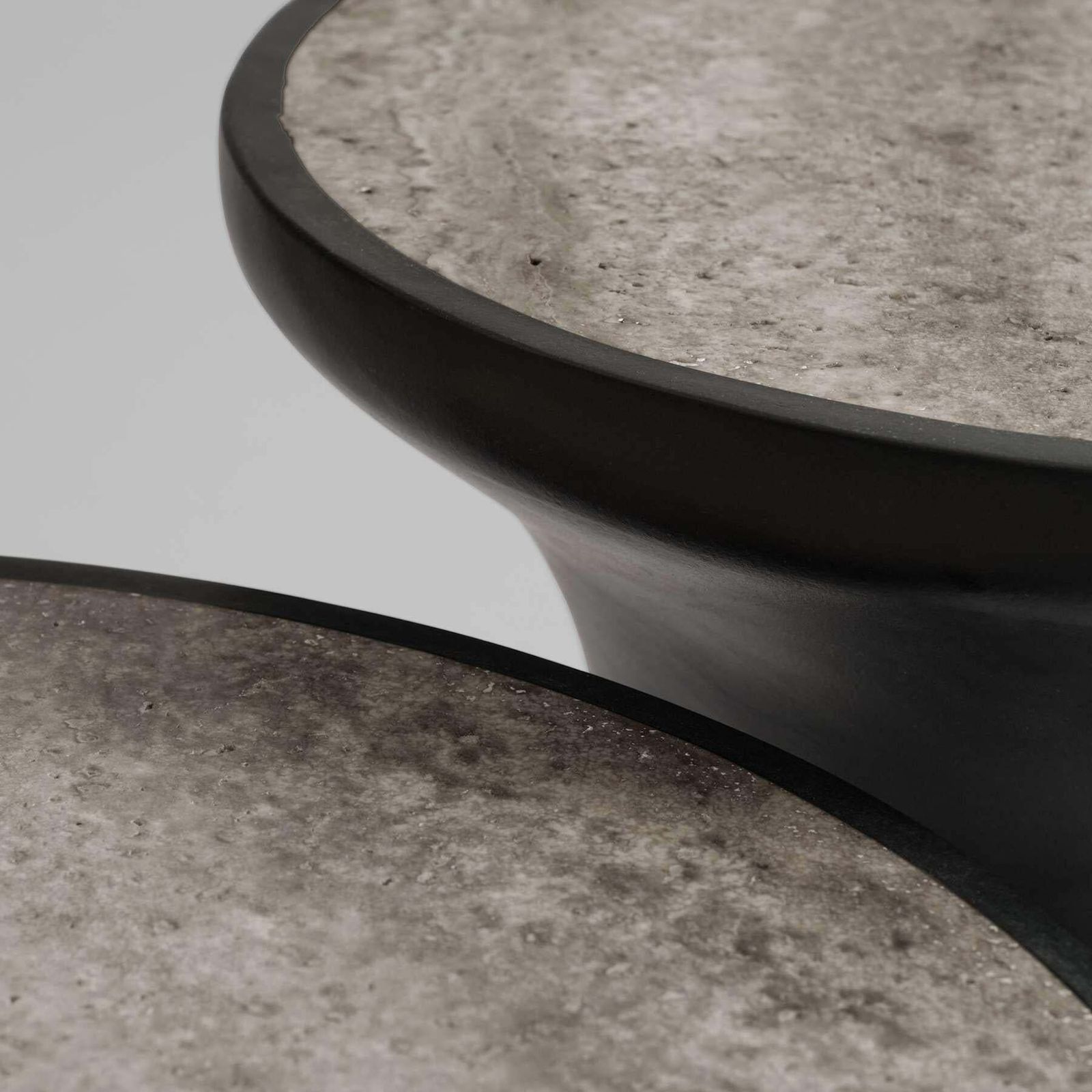 Coffee Table In Silver Travertine And Fiber Concrete Contemporary Design photo for sale