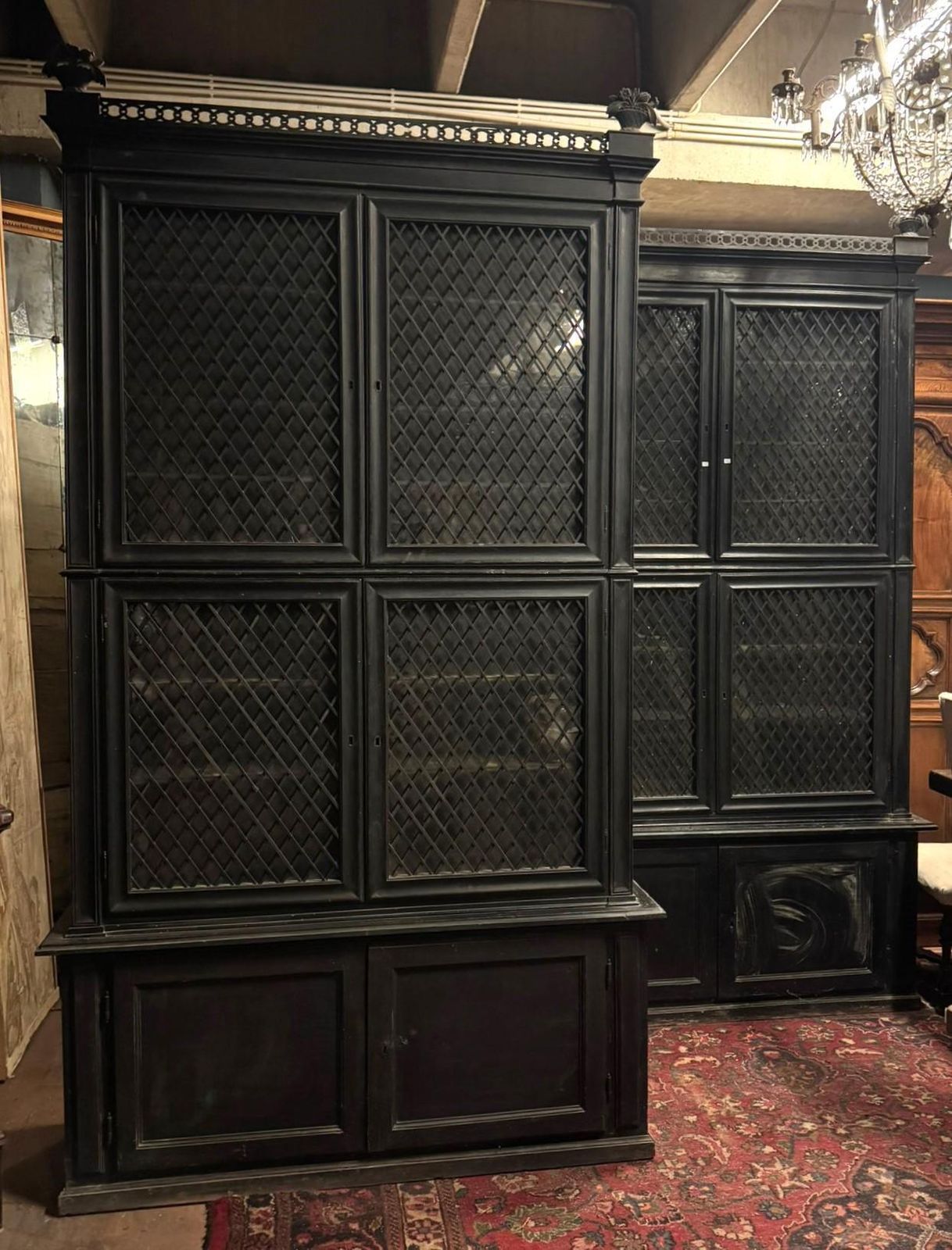 Pair Of Black Lacquered Cabinet Sideboards, Italy photo for sale