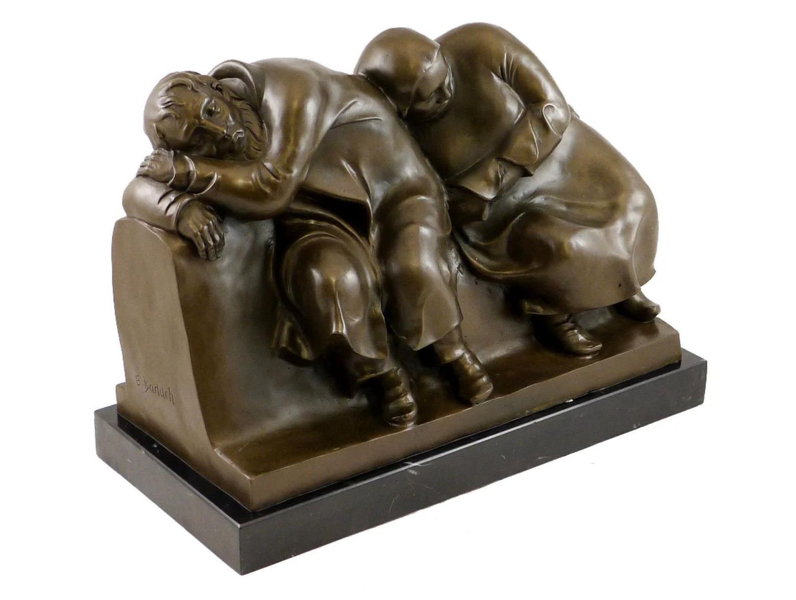 Sleeping Drifters Sculpture In Bronze, 20th Century, Art Deco Style photo vintage