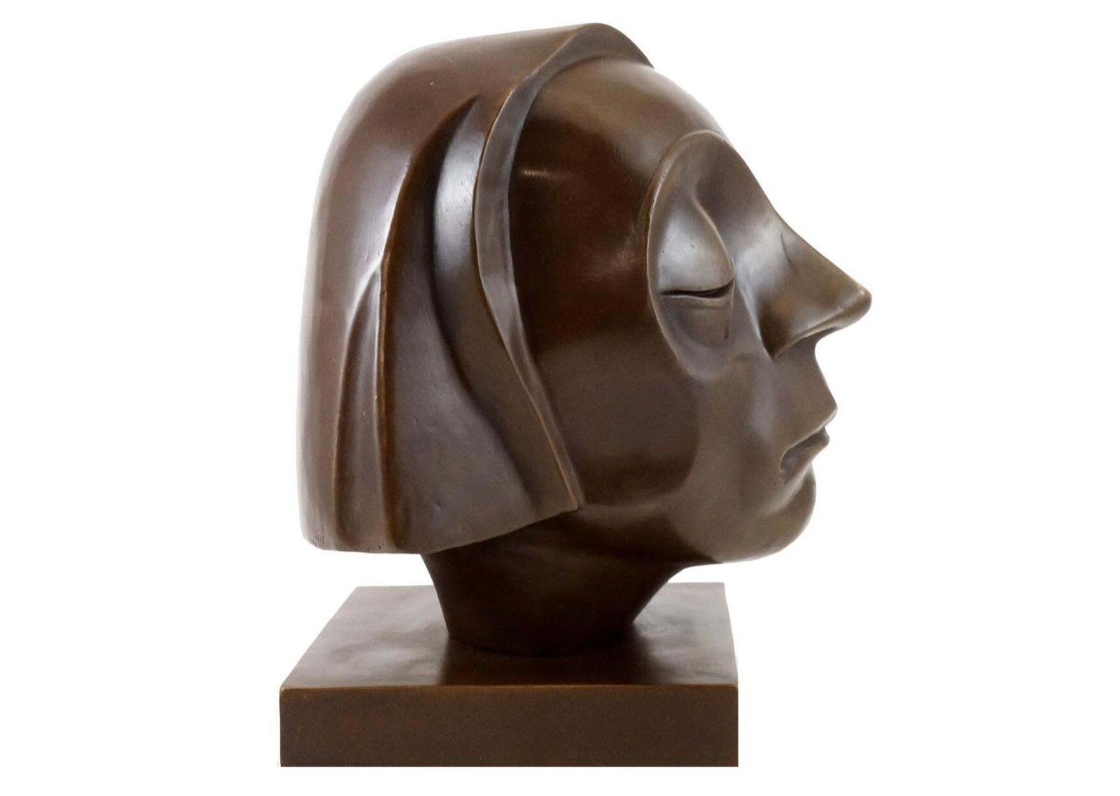 Sculpture Head In Bronze, Expressionist Style, 20th Century photo vinterior