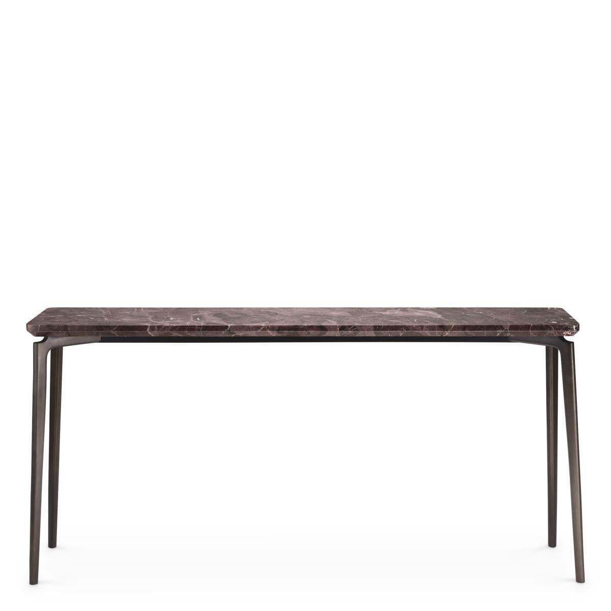 Brown Marble Console Table With Bronze Finish Legs photo for sale