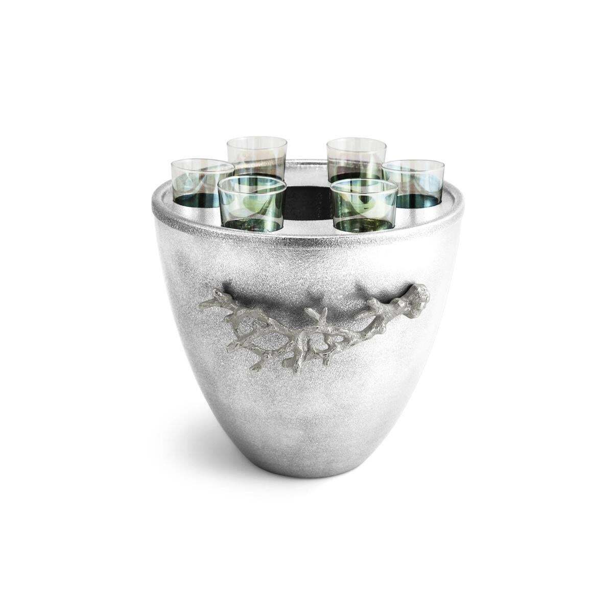 Pair Of Modern Silver Metal Vodka Service Ice Bucket photo for sale