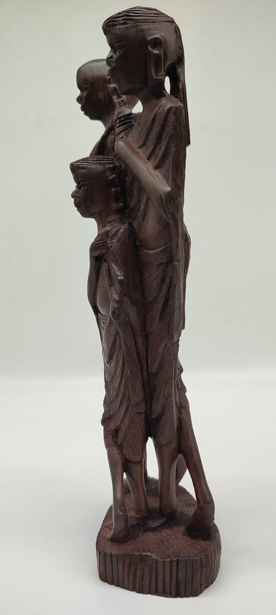 Hand Carved Makonde Family Group In Ebony, 1960s photo vintage