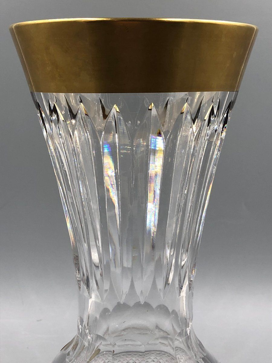 Ornamental Vase In High Lead Crystal With Gilt Etching From Glashütte Klokotschnik, Germany, 1960s photo Home Decor