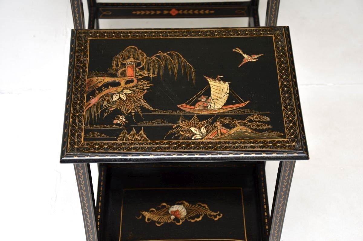 photo furniture Antique Edwardian Lacquered Chinoiserie Nest Of Tables