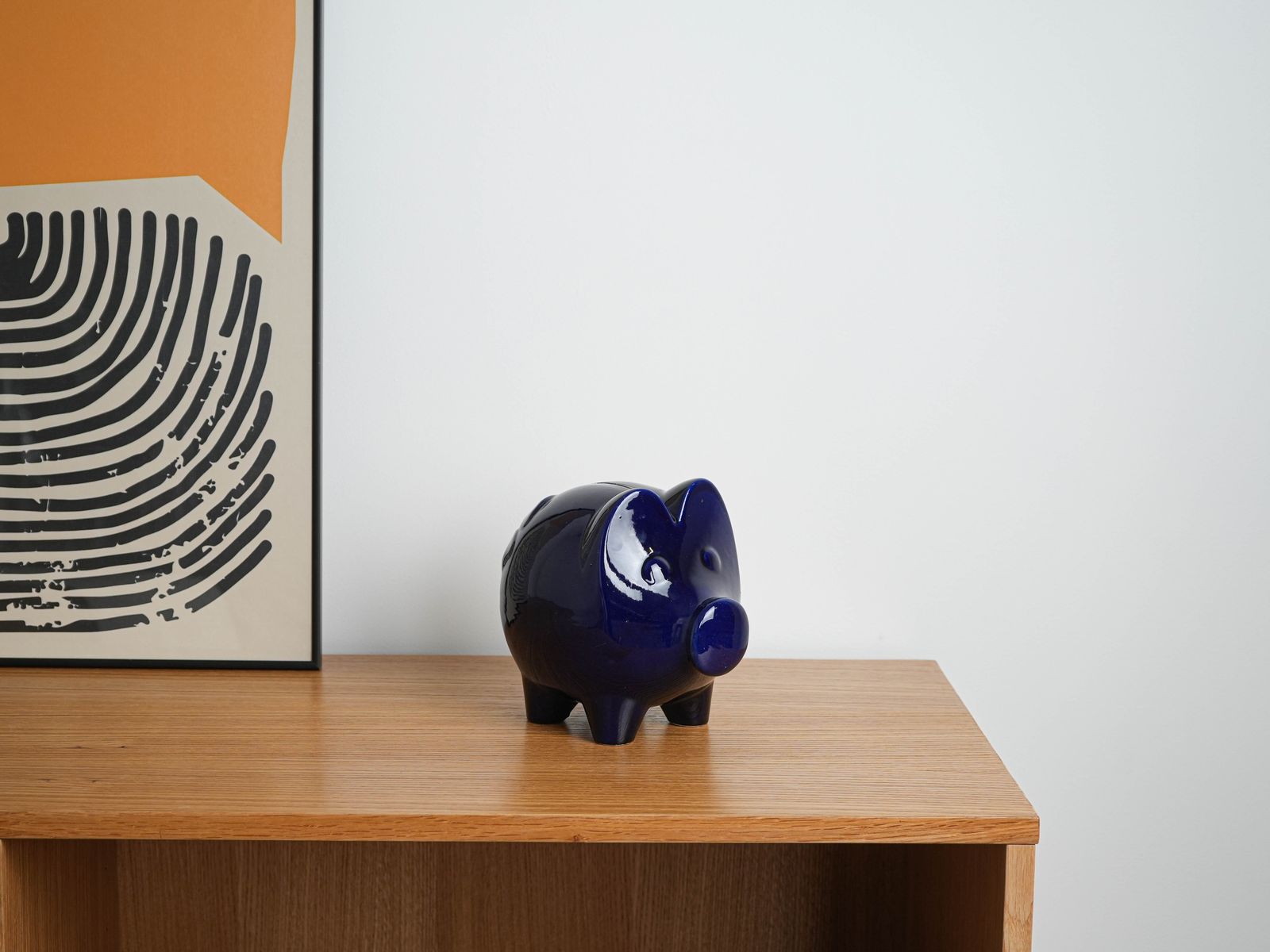 Tirelire cochon bleu marine, design allemand, années 1970, fabriquée en Allemagne de l'Ouest photo buy