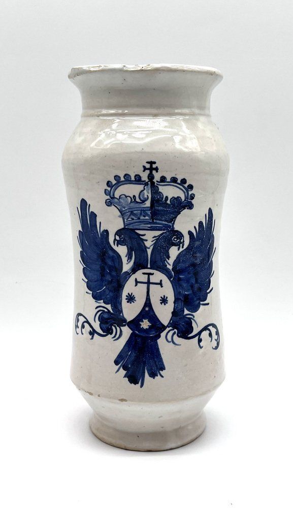 Antique Historicism Majolica Apothecary Vase, Faenza, Italy, 1900s