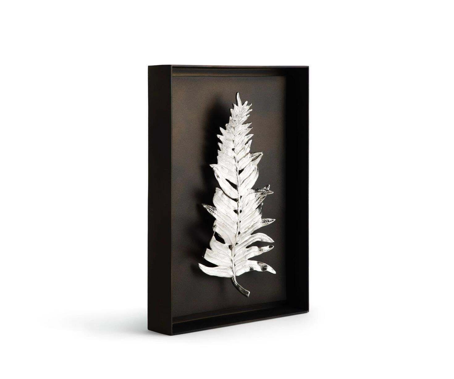 Pair Of Fern Silver Shadow Boxes In Antique Nickel photo Home Decor