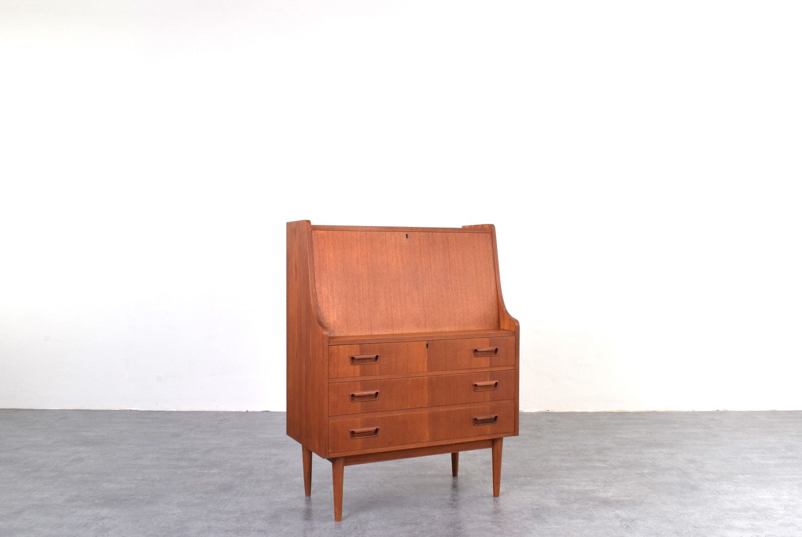 Mid Century Danish Teak Secretary By Gunnar Nielsen For Tibergaard, 1960s. photo for sale