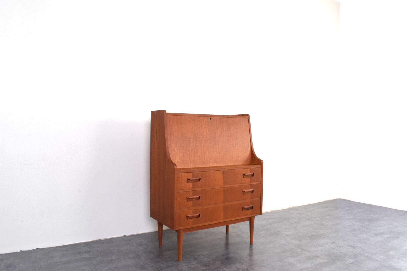 Furniture Mid Century Danish Teak Secretary By Gunnar Nielsen For Tibergaard, 1960s. photo