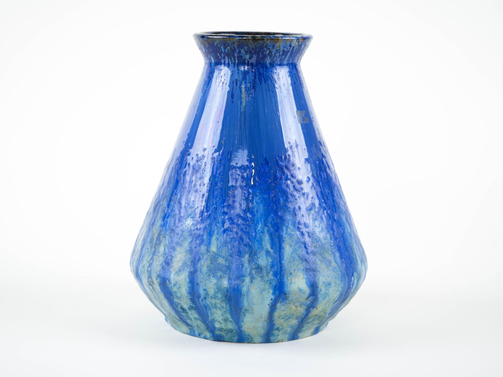 Blauwe keramische vaas, Deens design, jaren 1960, gemaakt in Denemarken photo furniture