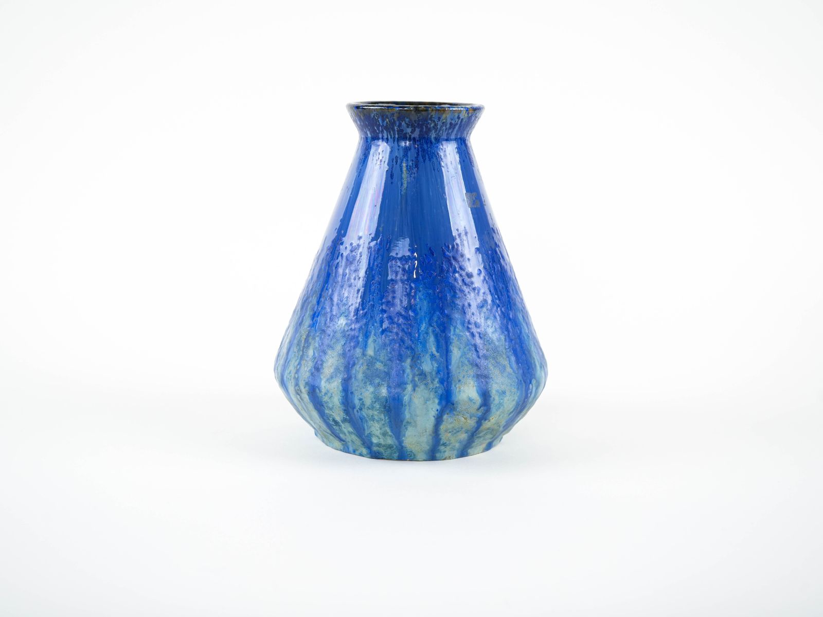 Blauwe keramische vaas, Deens design, jaren 1960, gemaakt in Denemarken photo Woonaccessoires