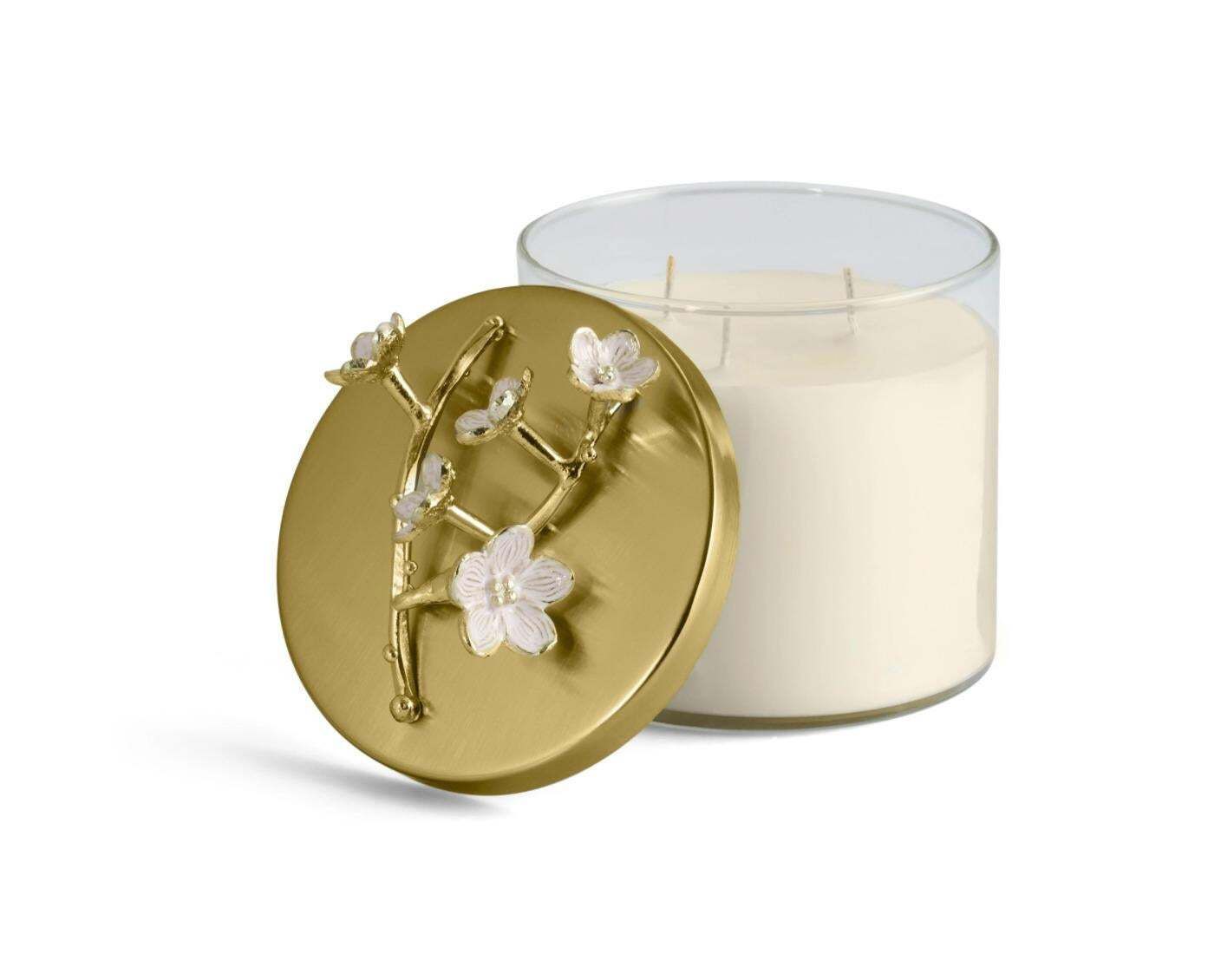 Set Of 10 Cherry Blossom Candles Handcrafted Metal And Enamel Scented Candles photo Home Decor