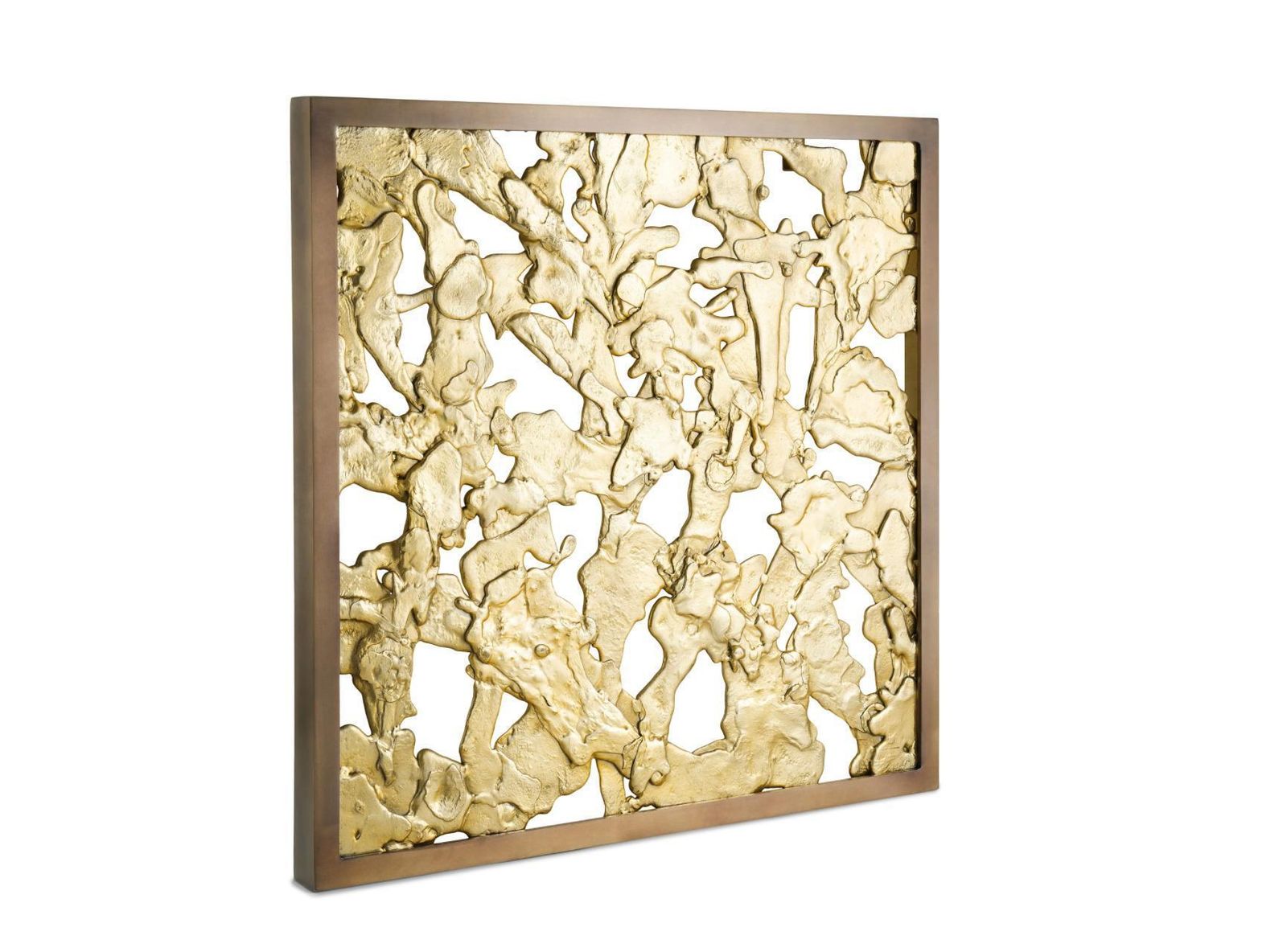 Modern Goldtone Metal Wall Sculpture photo Art
