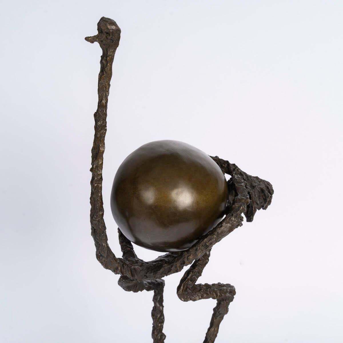 Contemporary Sculpture In Patinated Bronze With A Marble Base, 21st Century. photo Art