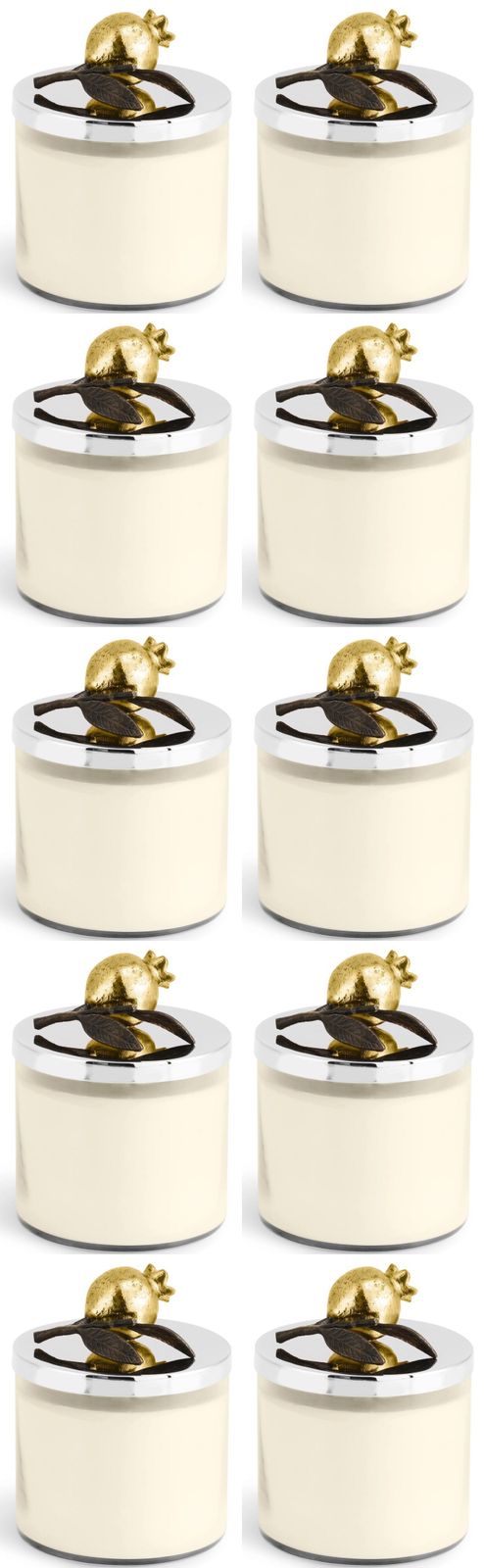 Set Of 10 Pomegranate Handcrafted Metal And Gold Plated Scented Candles photo furniture