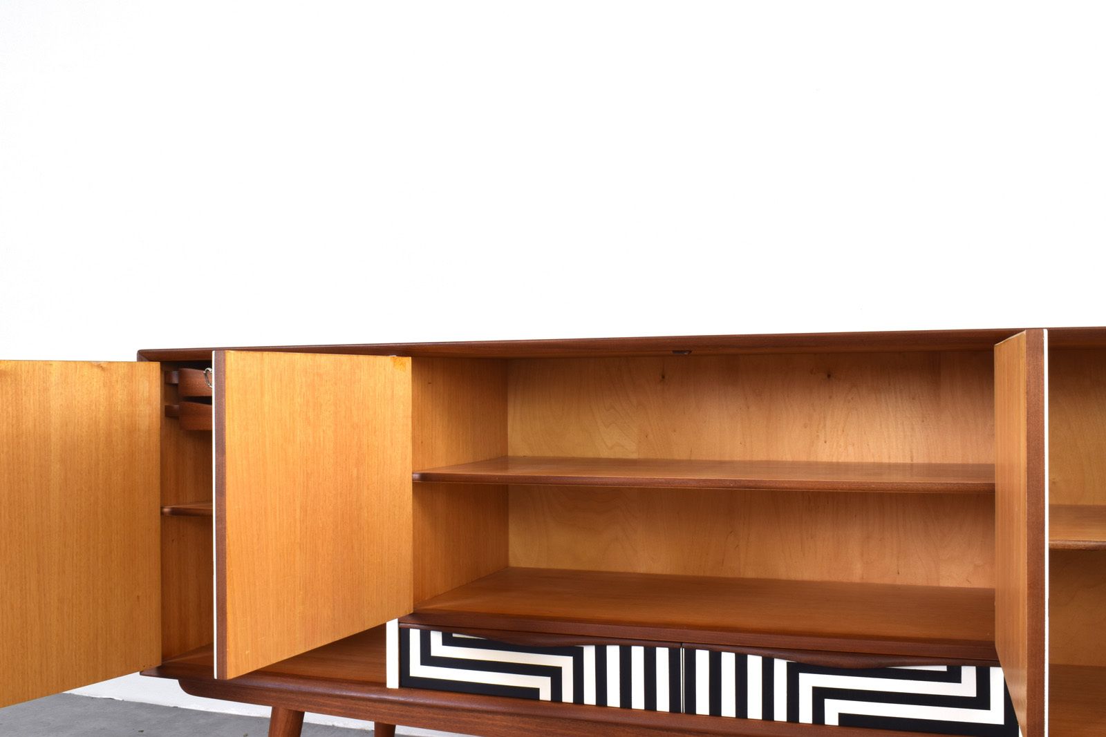 Furniture Mid Century Op Art Hand Painted Sideboard From Sven Andersen Møbelfabrikk, 1960s. photo