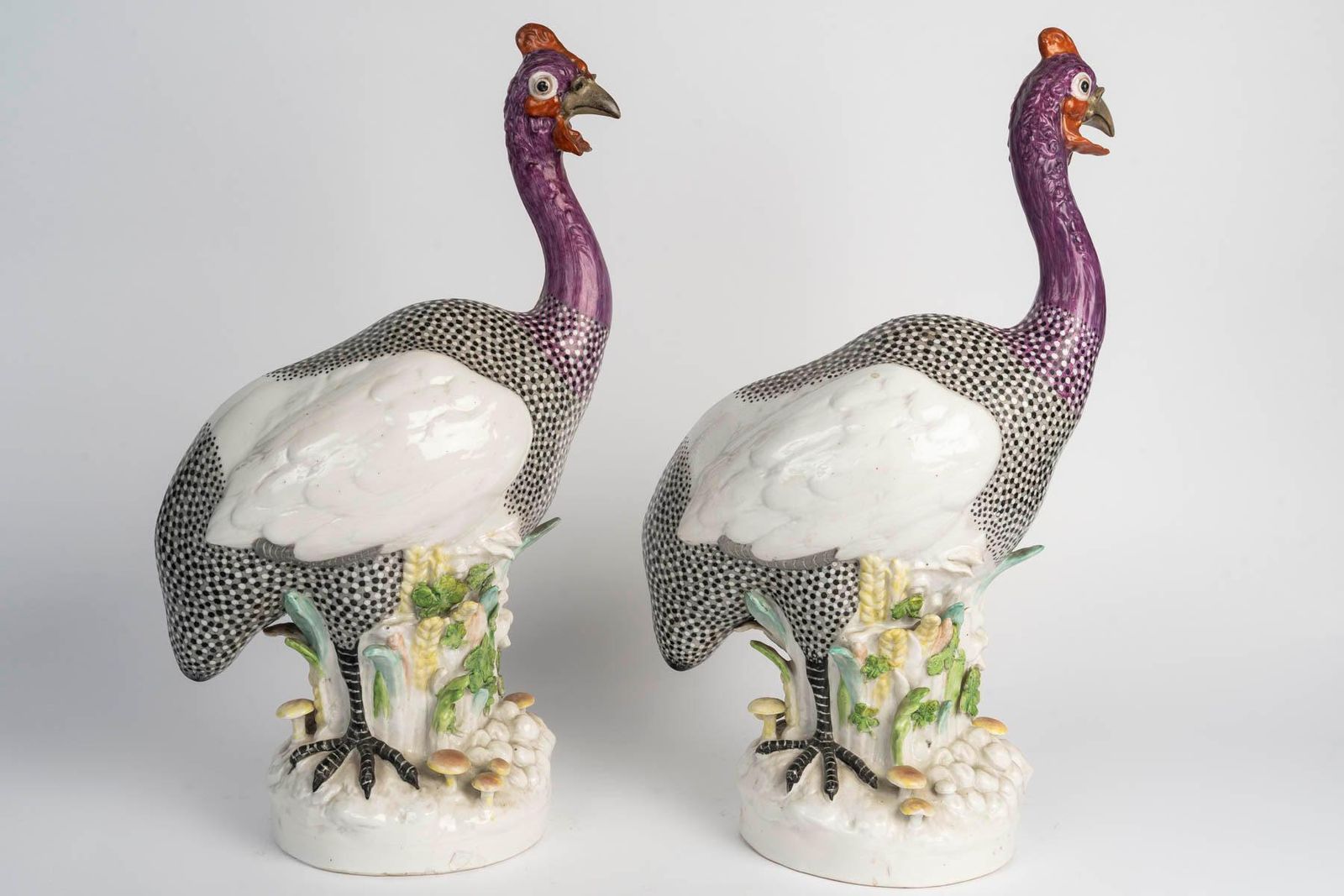 Pair Of Guinea Fowl Figurines In Paris Porcelain, Samson, 19th Century, Napoleon photo Home Decor