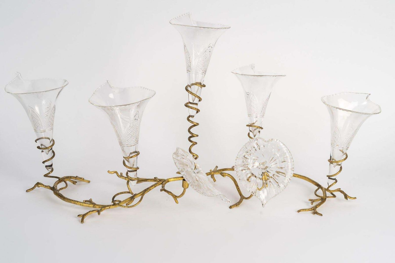 Brass And Crystal Centerpiece, 19th Century, Napoleon III Period. photo for sale