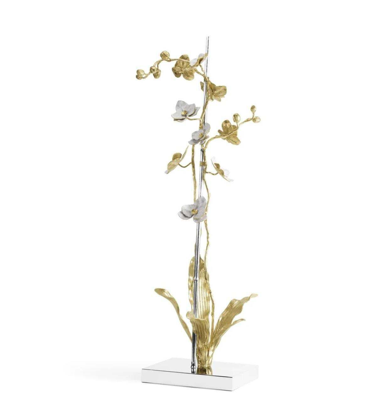 Large Orchid Sculpture In Brass, White Enamel And Stainless Steel photo furniture