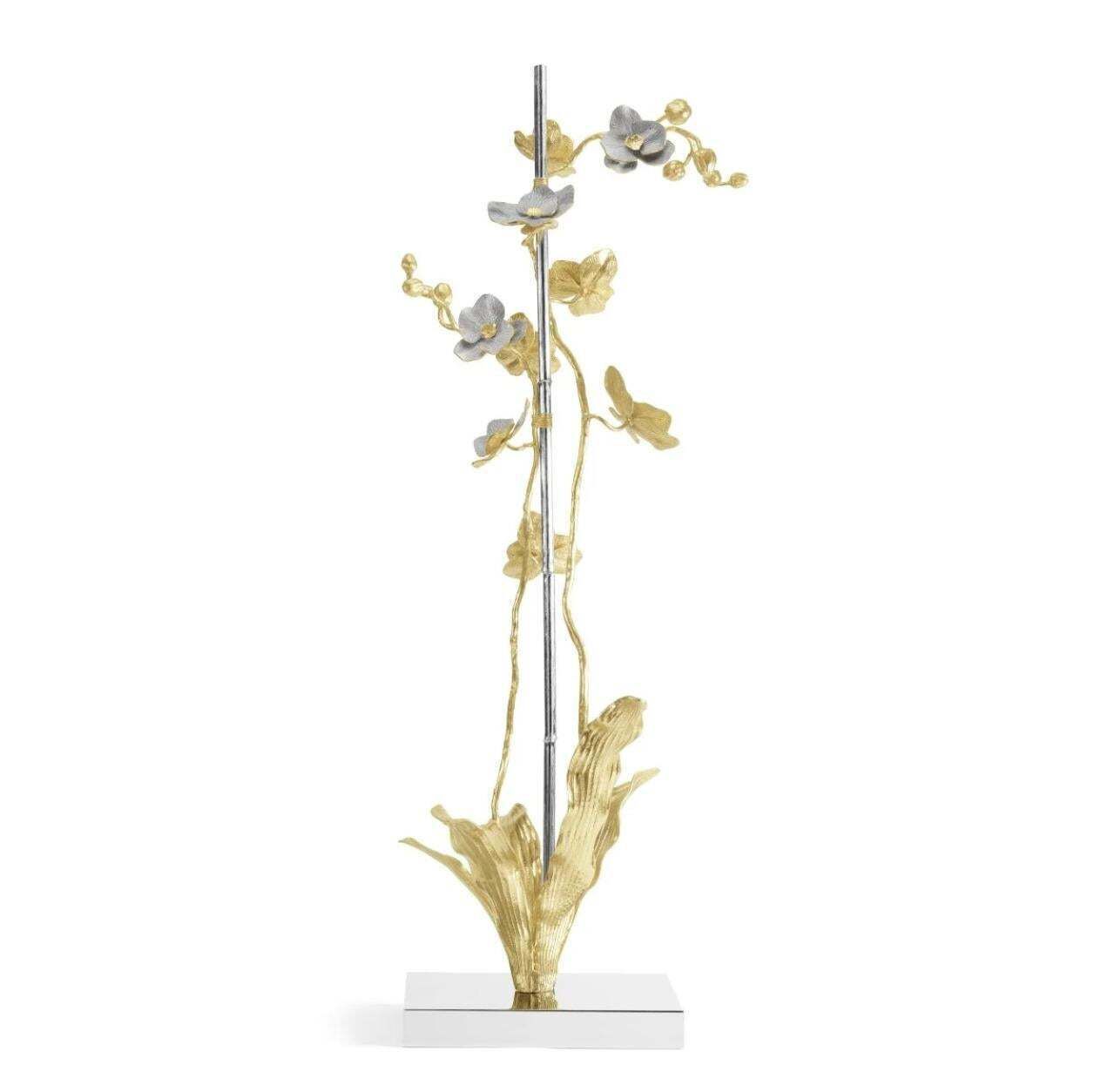 Large Orchid Sculpture In Brass, White Enamel And Stainless Steel photo buy