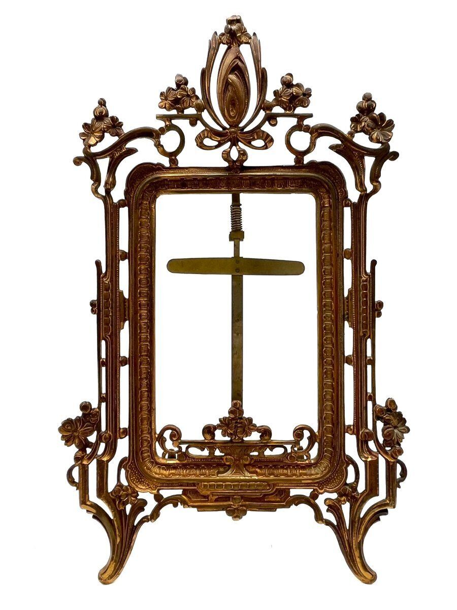Victorian Cast Bronze Gold Plated Picture Frame