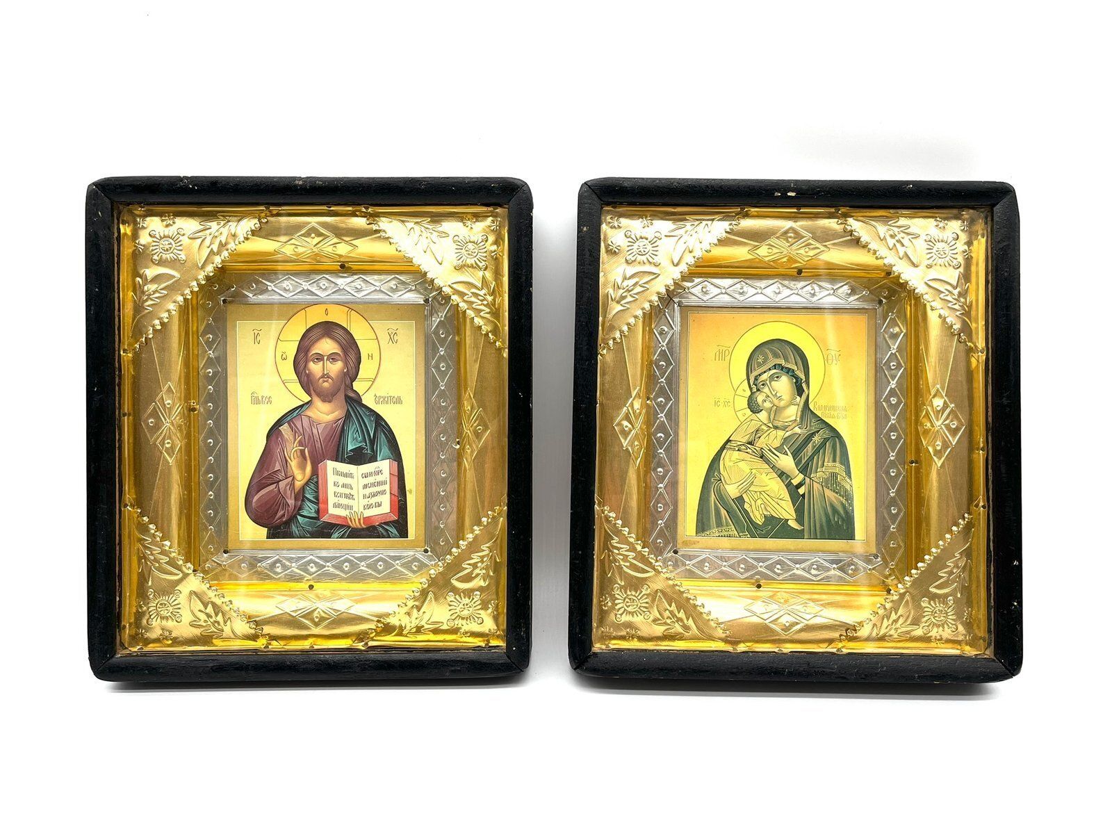 Antique Icons In Gold And Silver, 1890s, Set Of 2