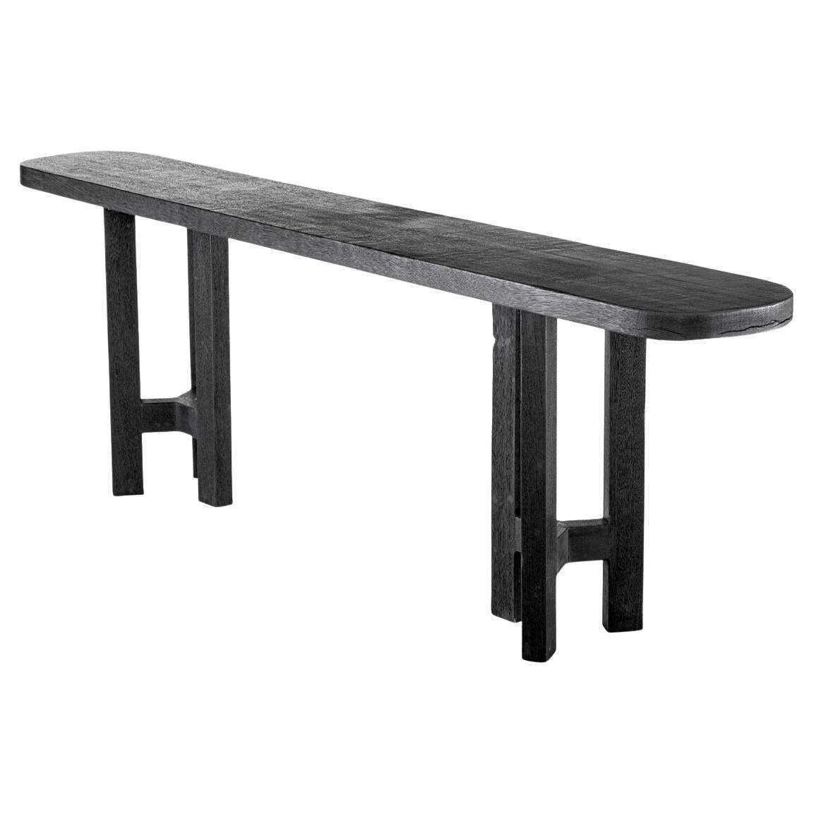 Meranti Wood Console Table With A Burnt Finish