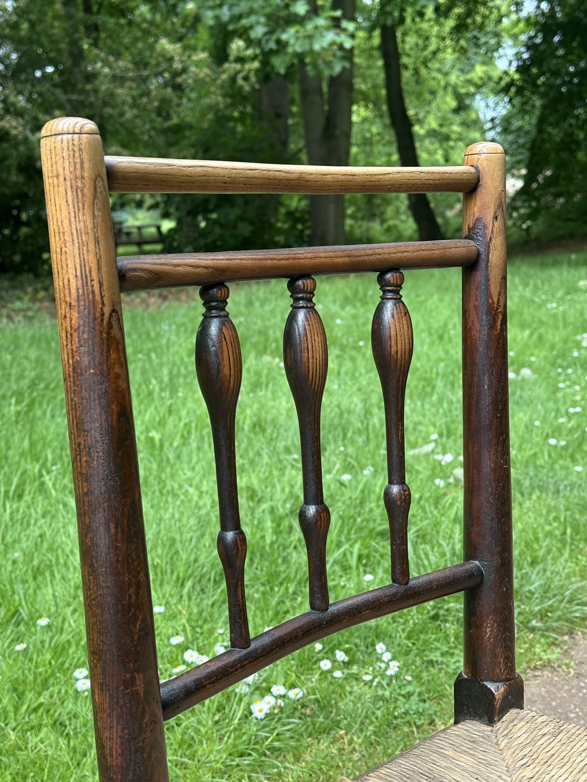 A Small George III Lancashire/Cheshire Stained Ash And Woven Rush Rocking Chair photo 125.0