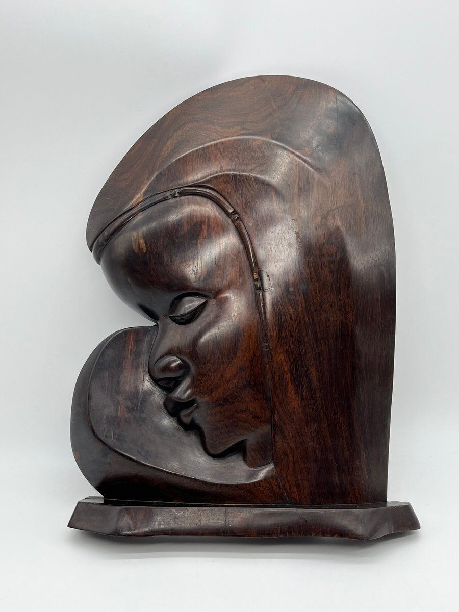African Maasai Sculpture In Makassar Ebony, 1970s photo Art