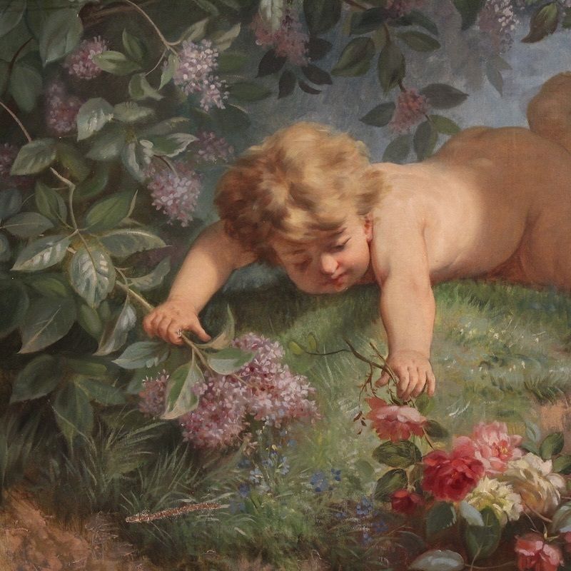 Peinture italienne Le Printemps, XIXe siècle photo vintage